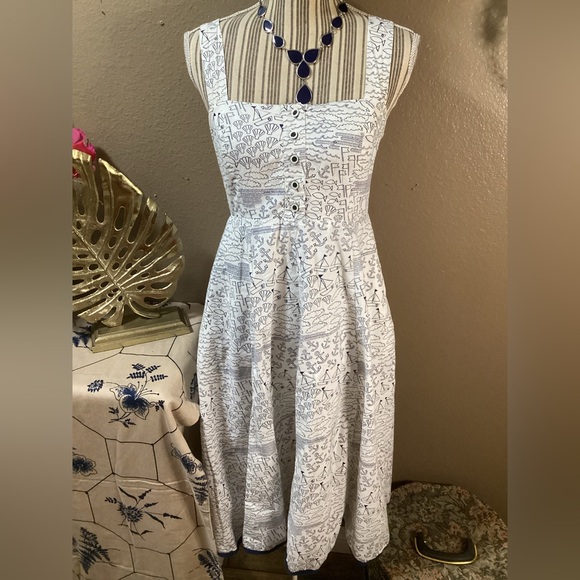 Anthropologie Dresses & Skirts - VINTAGE Navy and White Fit & Flare Dress